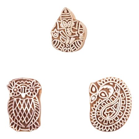 Set of 3 Piece New Mix Wooden Printing Block